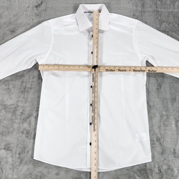 Eton Shirt Mens 16.5 42 White Slim Fit Dress Long Sleeve 100% Cotton Solid - Picture 10 of 13